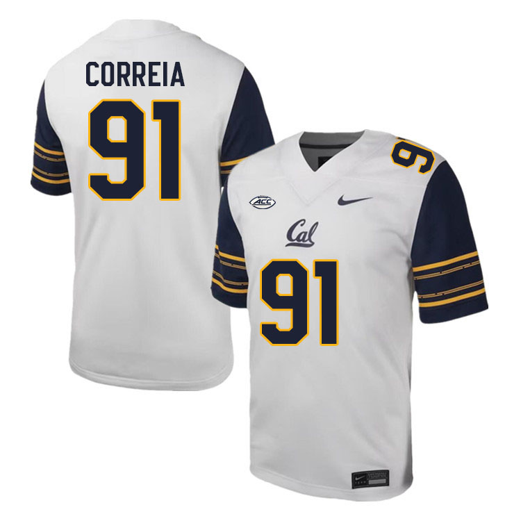 California Golden Bears #91 Ricky Correia ACC Conference College Football Jerseys Stitched Sale-White